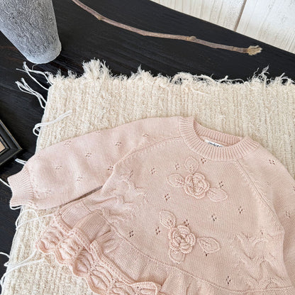 【BABY&KID-予約限定】手編みフラワーニットセーターSK102234