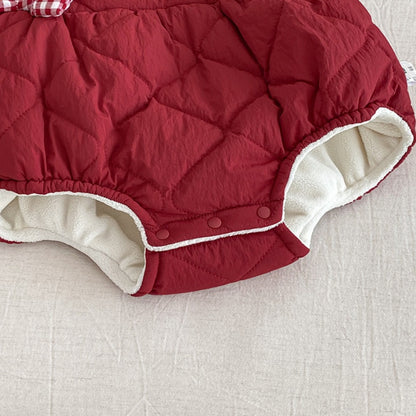 【BABY】冬新作キルティング蝶結びあったかロンパースSK103108