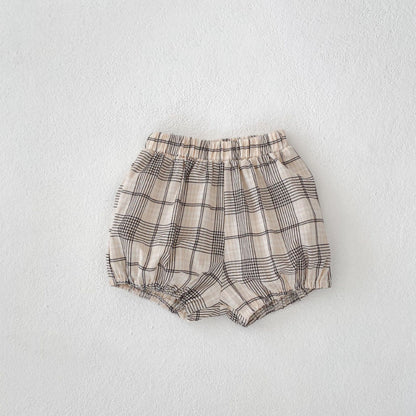 【BABY&KID】夏新作 刺繍フリル襟トップス＆チェックショートパンツSK081524
