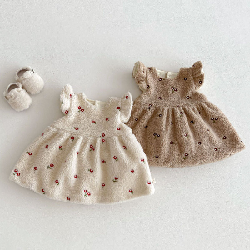 【BABY&KID】冬新作刺繍裏起毛ワンピースSK102905
