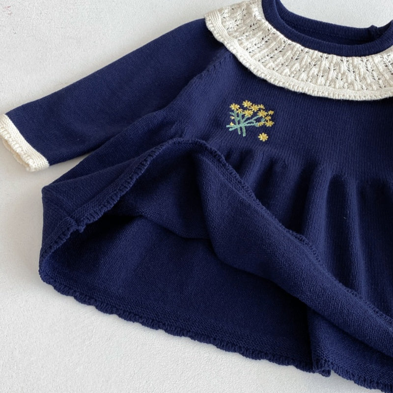【BABY&KID】小花刺繍ニットワンピースSK092701