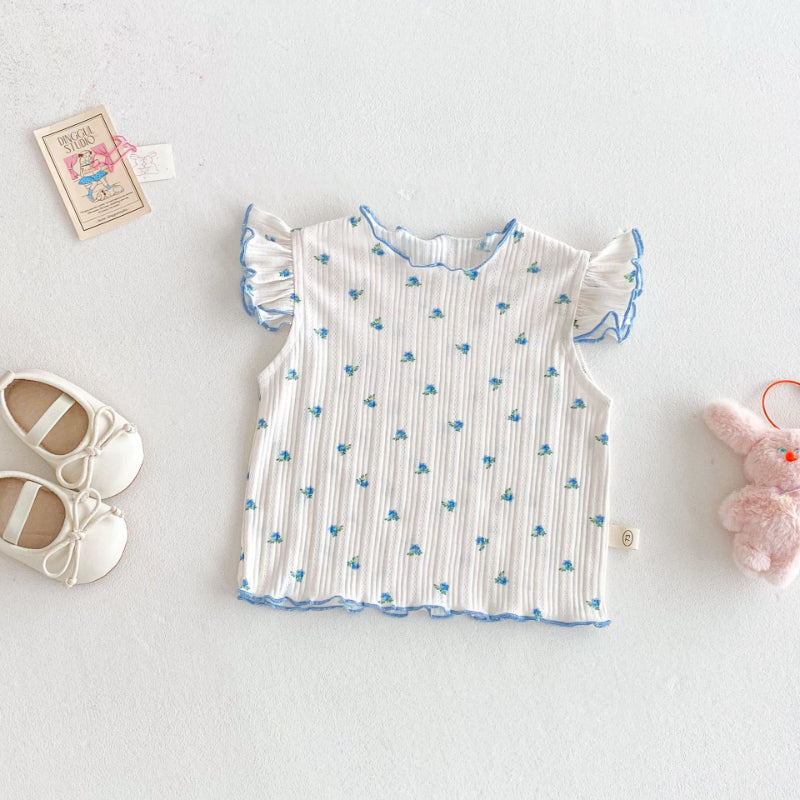 【BABY&KID】夏新作 ニットフリル袖Tシャツ、ョートパンツSK080615
