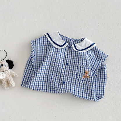【BABY&KID】夏新作 くまチェックカバーオールSK105119