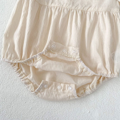 【BABY】夏新作 オールコットン刺繍花襟ロンパースSK062310
