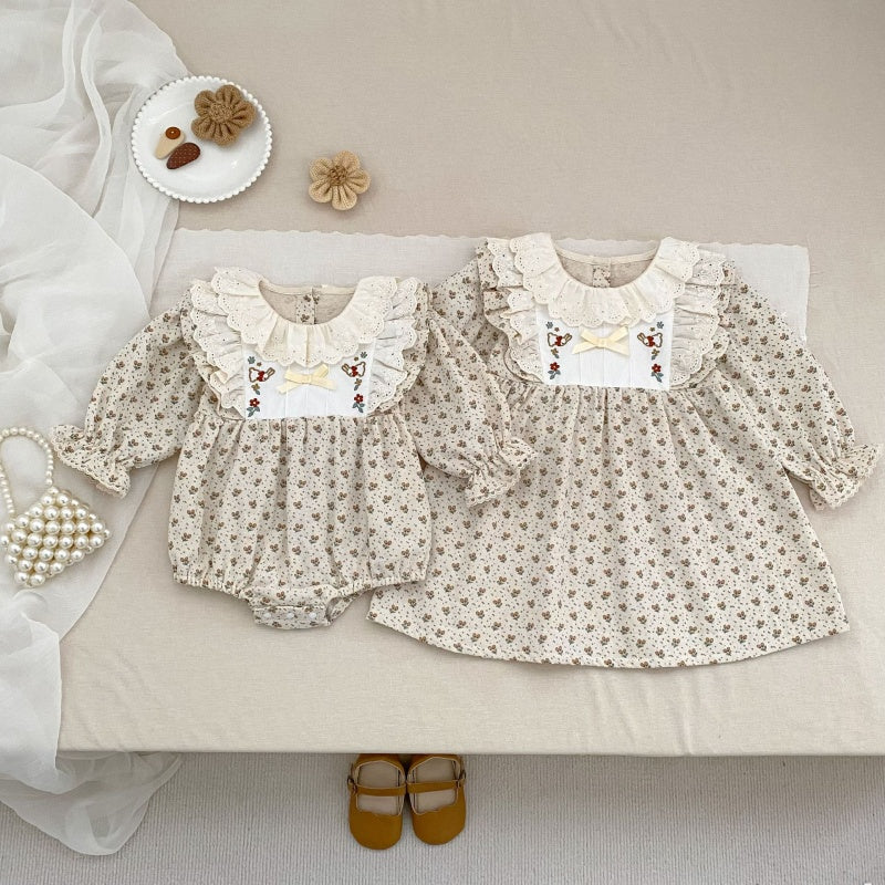 【BABY&KID】フレンチ小花柄ロンパース、ワンピースSK107917