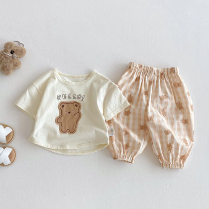【BABY&KID】夏新作 Helloベア可愛いセットアップSK072009