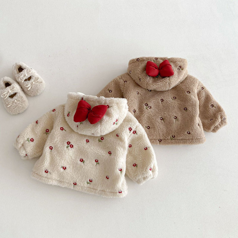 【BABY&KID】冬新作蝶結び＆小花柄キルティングコートSK102904