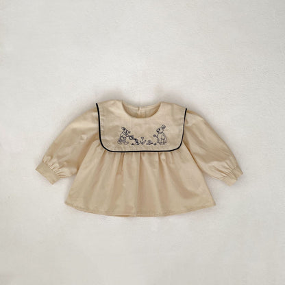 【BABY&KID】ウサギ刺繡襟トップス＆ブルマSK031802