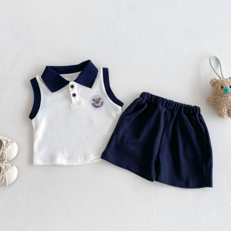 【BABY&KID】夏新作 クマロゴPOLOセットアップSK080307