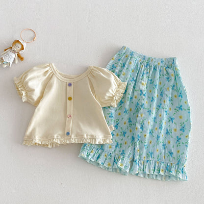 【BABY&KID】夏新作 スウィートパフスリーブTシャツSK105106