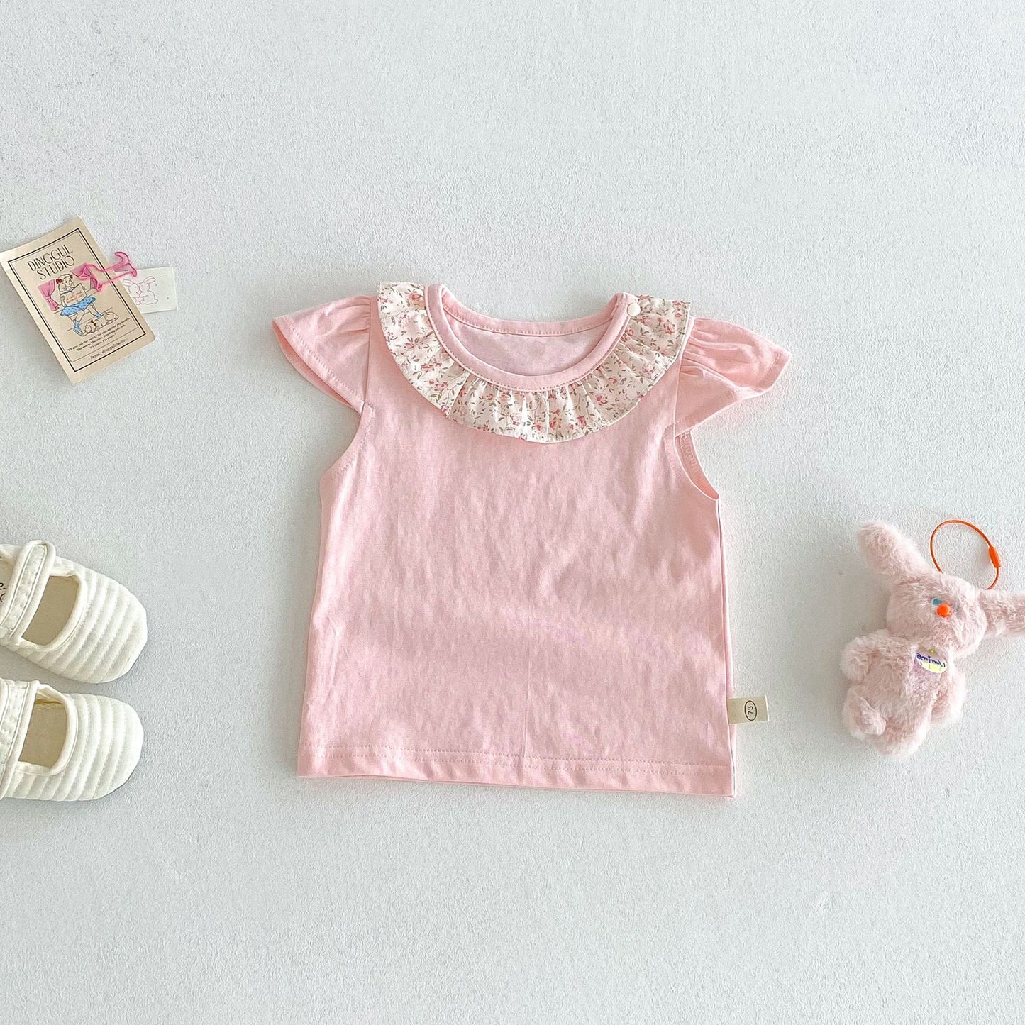 【BABY&KID】夏新作 フリル襟トップス＆フラワーパンツSKO71217