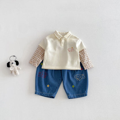 【BABY&KID】カートゥーン重ね着風ポロシャツSK103514