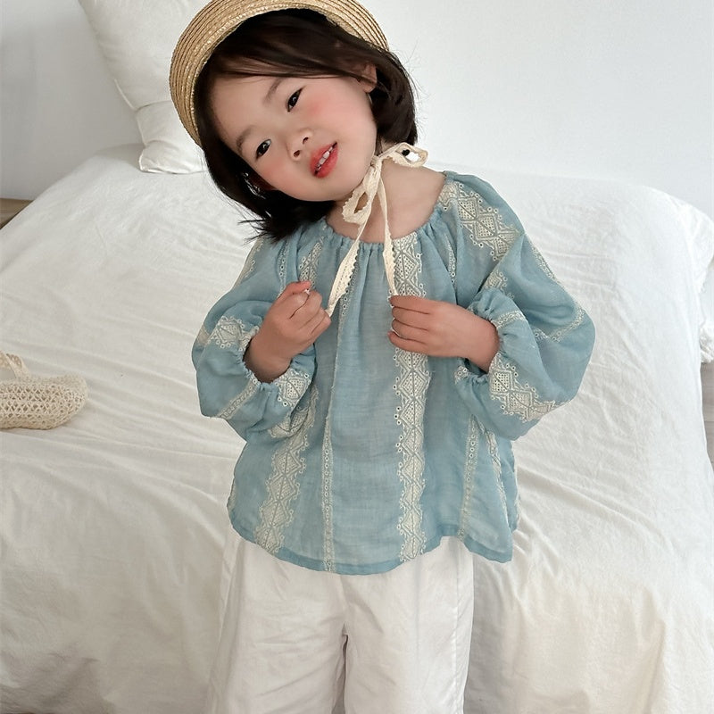 【BABY&KID】刺繍ラウンドカラーブラウスSK101440