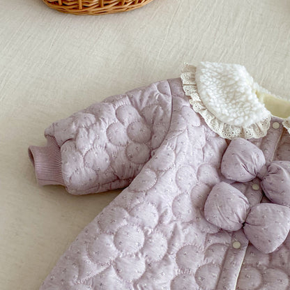 【BABY】韓国風小花柄キルティングカバーオールSK102924