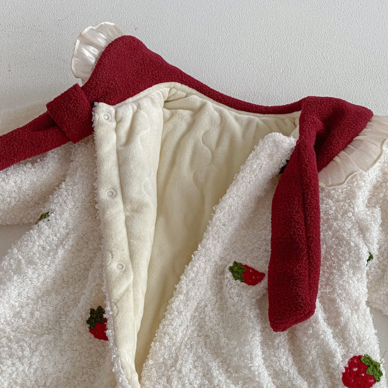 【BABY】冬新作いちご裏起毛カバーオールSK102709