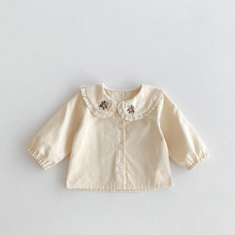【BABY&KID】花刺しゅう入り丸襟トップス、ノースリーブワンピースSK050807