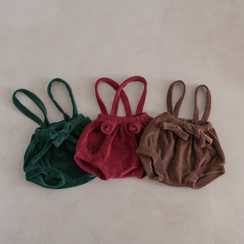 【BABY】韓国風ベロアサロペット、帽子SK102819