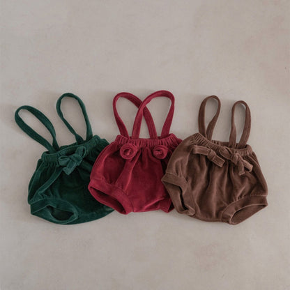 【BABY】韓国風ベロアサロペット、帽子SK102819