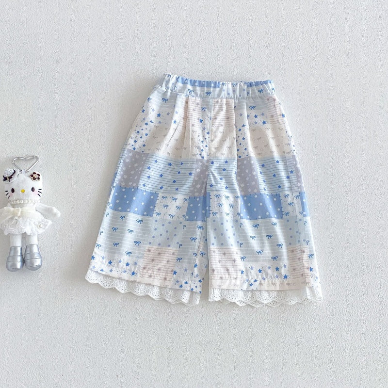 【BABY&KID】夏新作総柄フリルストレートパンツSK105909