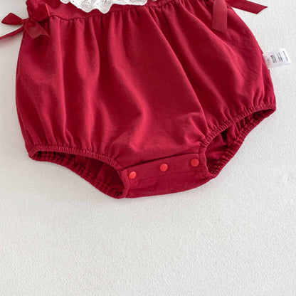 【BABY】夏新作 いちご刺繍ロンパースSK081507