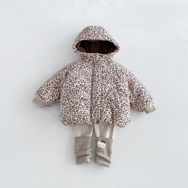 【BABY&KID】冬新作レオパード柄フード付き中綿ジャケットSK108513