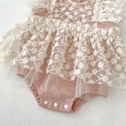【BABY】夏新作 レース刺繍ロンパースワンピースSK080105