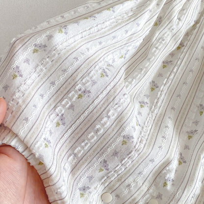 【BABY】夏新作フリルスリーブTシャツ＆小花柄サロペットSK104502