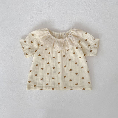 【BABY&KID】夏新作 ハートプリントセットアップ、ワンピースSK104929