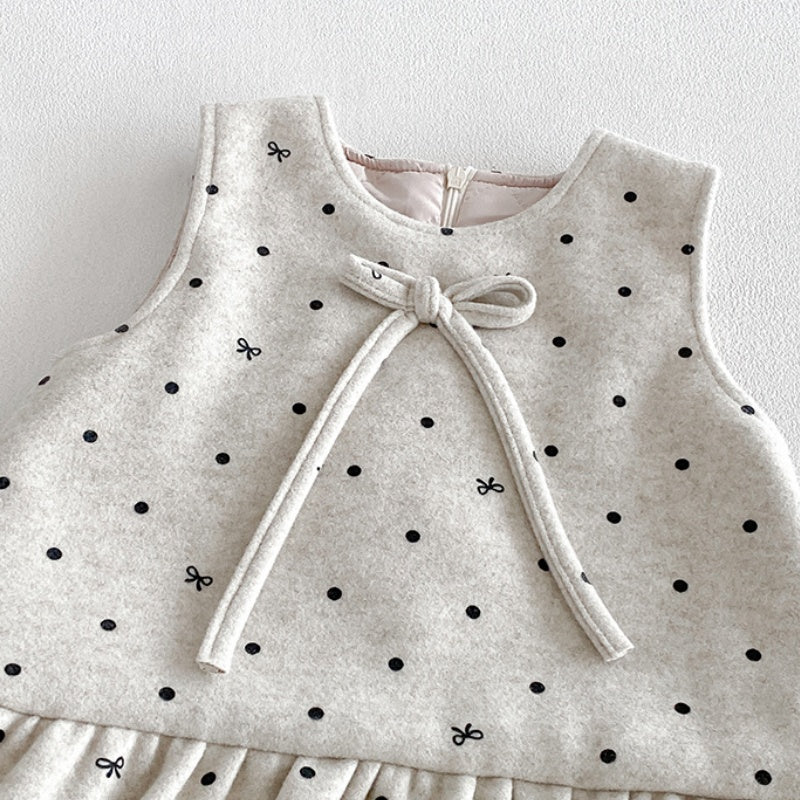 【BABY】冬新作厚手ドットワンピース、フリル襟トップスSK107613