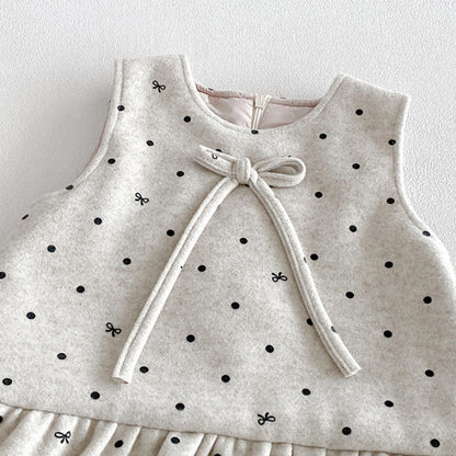【BABY】冬新作厚手ドットワンピース、フリル襟トップスSK107613