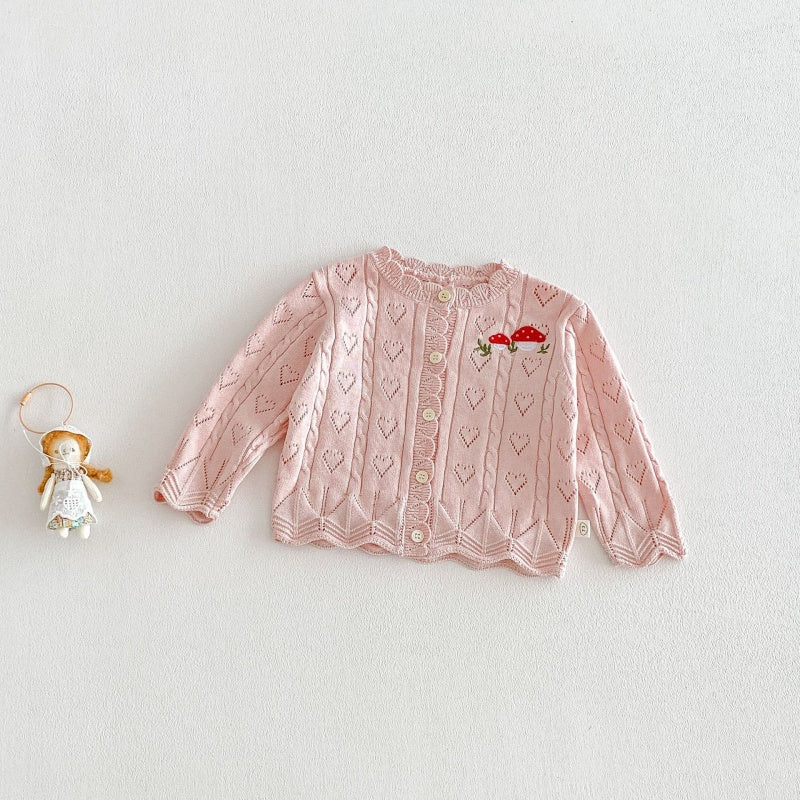 【BABY&KID】韓国風きのこ刺繍カーディガンSK104124