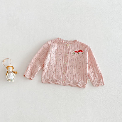 【BABY&KID】韓国風きのこ刺繍カーディガンSK104124