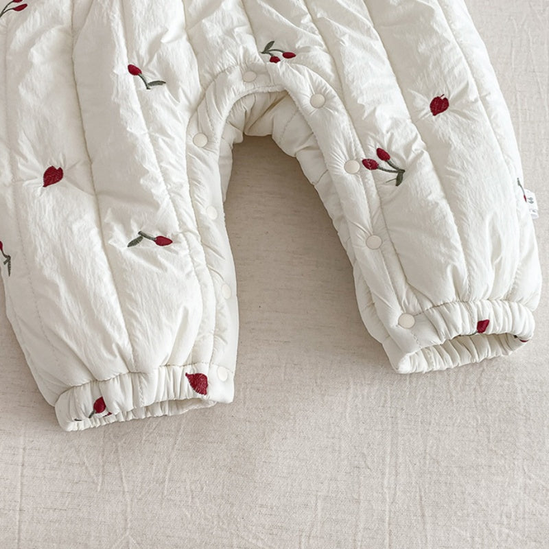 【BABY】冬新作チェリー刺繍キルティングカバーオールSK103109