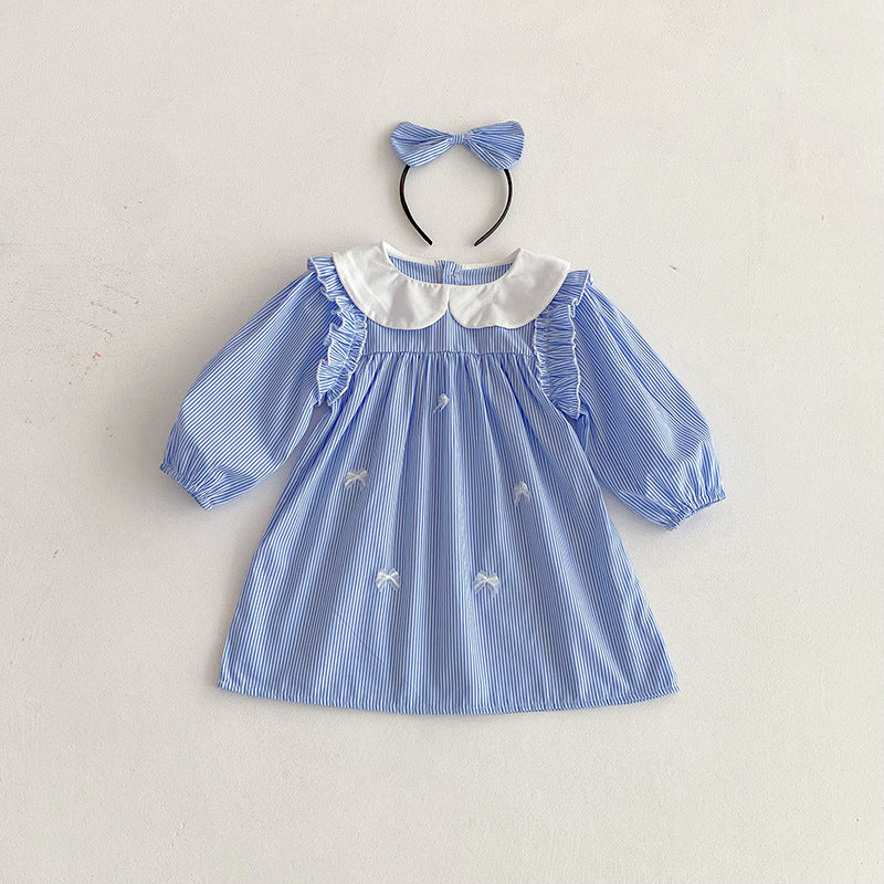 【姉妹服】ブルーストライプロンパース、ワンピースSK101113