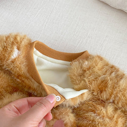 【BABY】韓国風キャット柄もこもこカバーオールSK102928