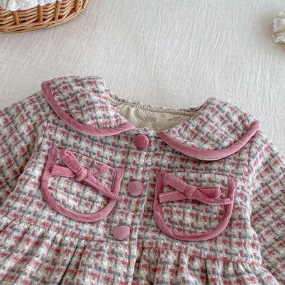 【BABY】冬新作チェック柄ウール中綿コートSK102722