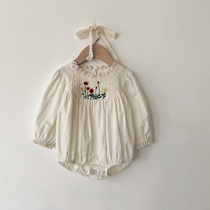 【BABY】花柄刺繍ロンパースSK101501