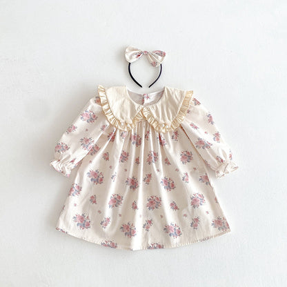 【姉妹服】フリル襟花柄ロンパース、ワンピースSK101132