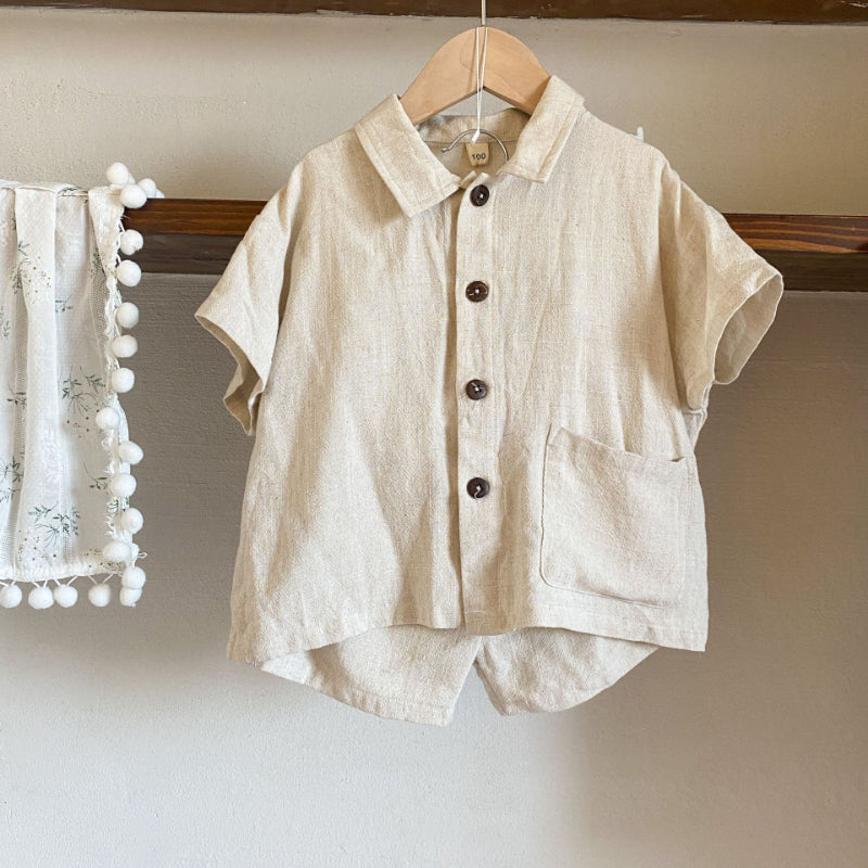 【BABY＆KID】夏新作 ナチュラル亜麻セットアップ、ワンピースSK063016