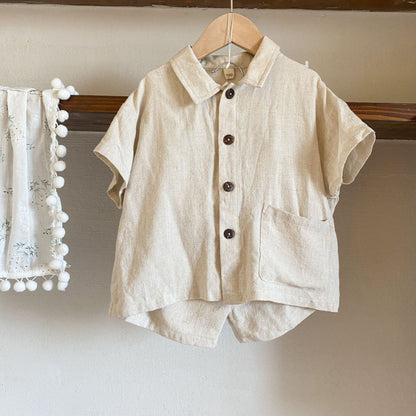 【BABY＆KID】夏新作 ナチュラル亜麻セットアップ、ワンピースSK063016