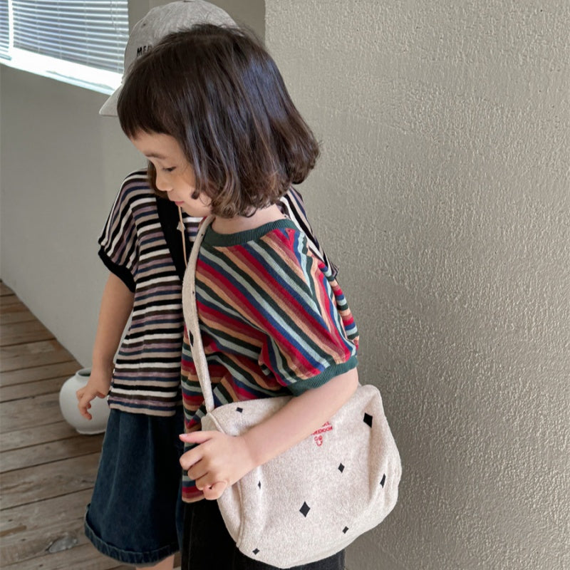 【BABY&KID】夏新作 カラフルボーダー半袖TシャツSK080505