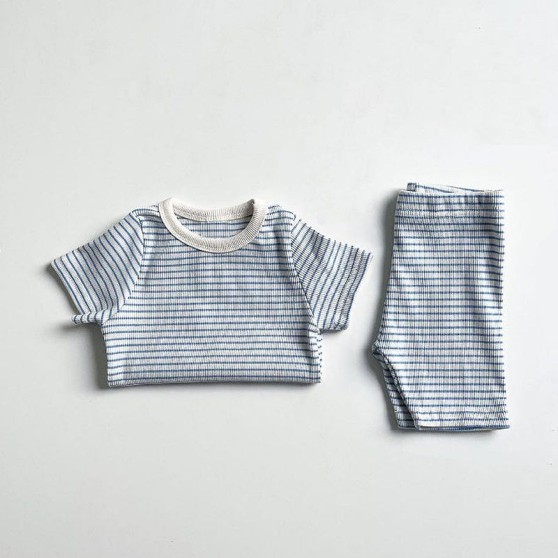 【BABY】夏新作 クルーネック半袖ボーダーセットアップSK080203