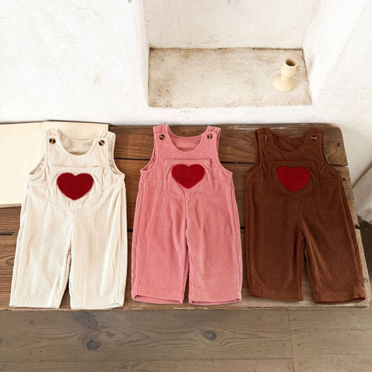 【BABY】コーデュロイハート刺繍サロペットSK100819