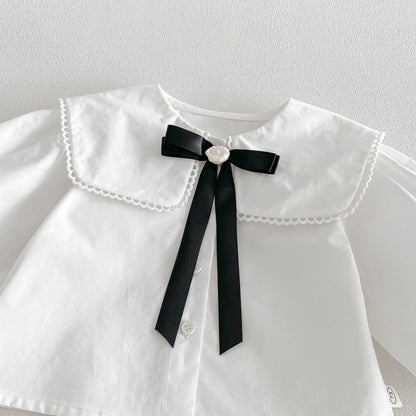 【BABY&KID】蝶結びワンピース、スクエアネック無地シャツSK107208