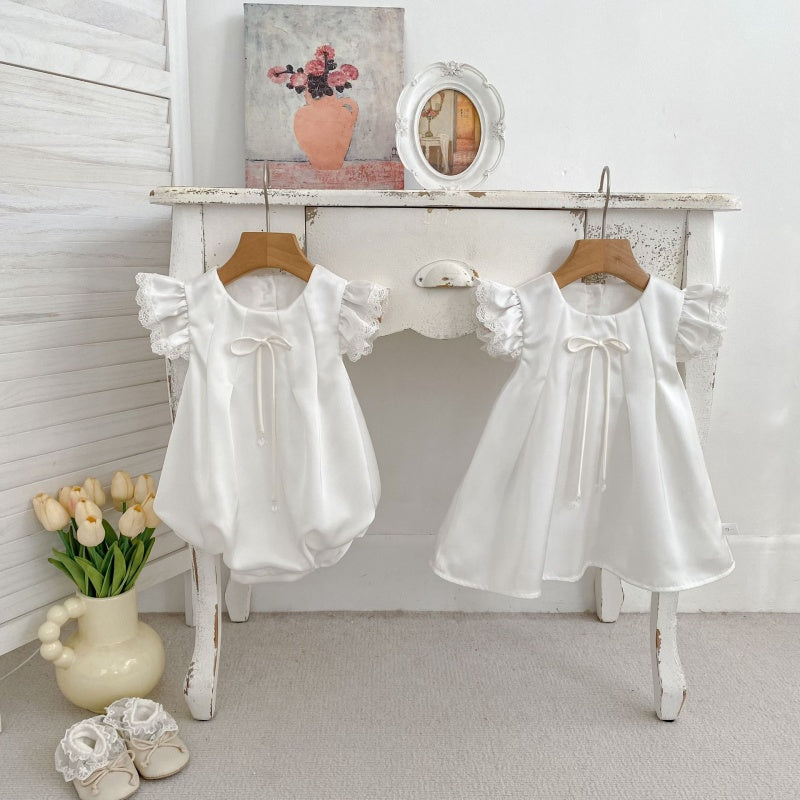 【BABY&KID】夏新作 フリルスリーブ蝶結びロンパース、ワンピースSK104922