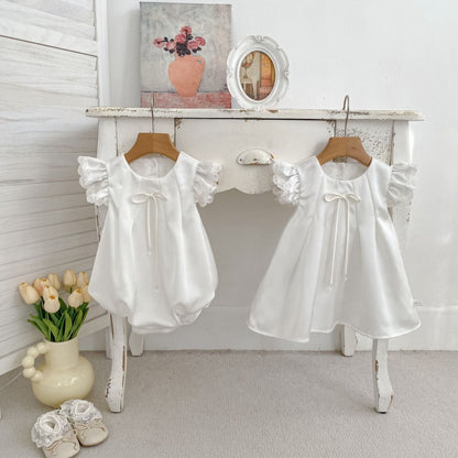 【BABY&KID】夏新作 フリルスリーブ蝶結びロンパース、ワンピースSK104922