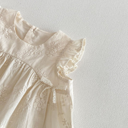 【BABY&KID】夏新作 ジャカードフリルスリーブブラウス、刺繍デニムパンツSK105215
