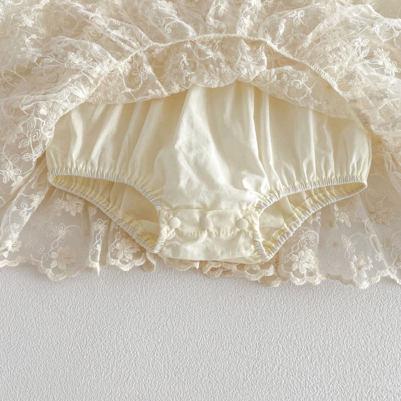 【BABY】フラワー刺繍レースロンパースSK103605