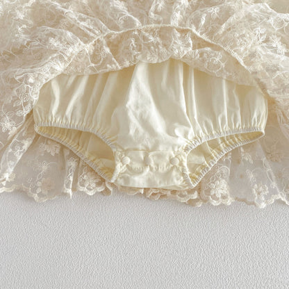 【BABY】フラワー刺繍レースロンパースSK103605