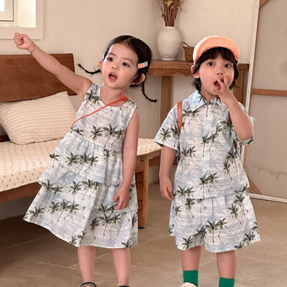 【BABY&KID】夏新作リゾート風セットアップ、ワンピースSK104706